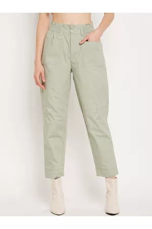 MADAME Women Mid-Rise Pure Cotton Trousers