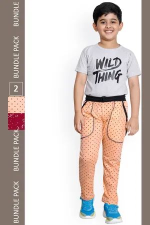 IndiWeaves Boys Pack Of 2 Printed Cotton Mid-Rise Track Pants