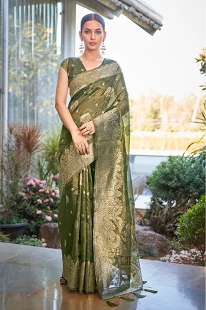 MONJOLIKA FASHION Ethnic Motifs Woven Design Zari Bomkai silk Saree