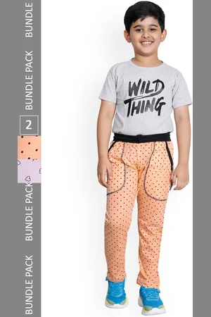 IndiWeaves Boys Pack Of 2 Printed Cotton Track Pants