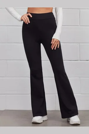 Broadstar Women Relaxed Straight Leg Flared High-Rise Stretchable Bootcut Trousers