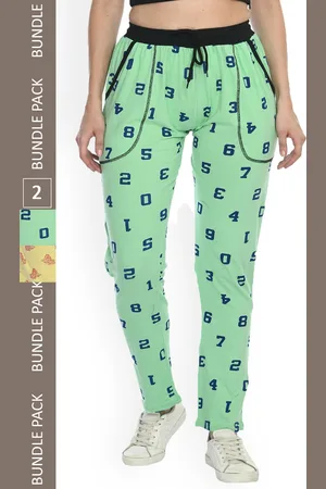 IndiWeaves Women Pack Of 2 Typography Printed Cotton Track Pants