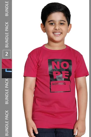 IndiWeaves Boys Pack Of 2 Typography Printed Round Neck Cotton T-Shirt