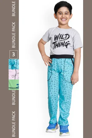 IndiWeaves Boys Pack Of 3 Printed Cotton Track Pants