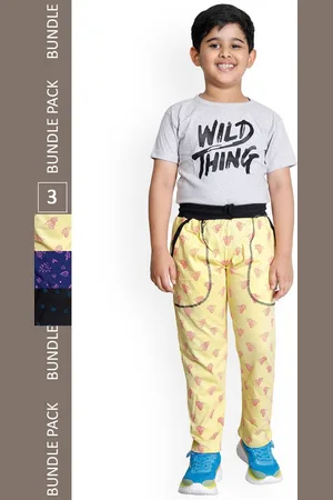 IndiWeaves Boys Pack Of 3 Graphic Printed Cotton Mid-Rise Cotton Track Pants