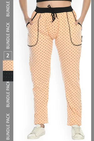 IndiWeaves Women Pack Of 2 Polka Dots Printed Cotton Track Pants