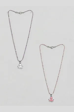 EL REGALO Girls Set Of 2 Stone-Studded Minimal Necklace