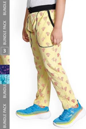 IndiWeaves Boys Pack of 3 Floral Printed Cotton Track Pants
