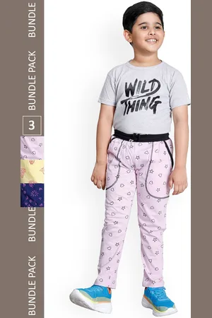 IndiWeaves Boys Pack Of 3 Graphic Printed Mid-Rise Cotton Track Pants