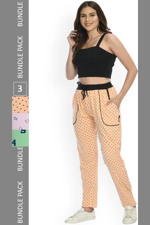 IndiWeaves Women Pack of 3 Printed Cotton Track Pants
