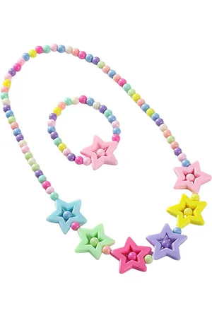 EL REGALO Girls Star Beaded Charm Necklace & Bracelet Jewellery Set
