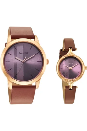 Sonata Set Of 2 Pair 2022 Leather Straps Analogue Watch 7712587040WL01