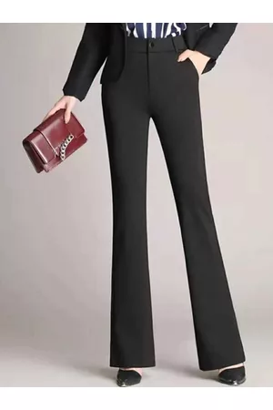 Broadstar Women High-Rise Relaxed Straight Leg Flared Bootcut Trousers