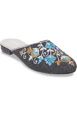 Metro Floral Embellished Embroidered Mules