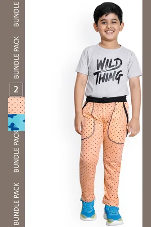 IndiWeaves Boys Pack Of 2 Printed Cotton Track Pants