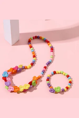 EL REGALO Girls Floral-Beaded Jewellery Set