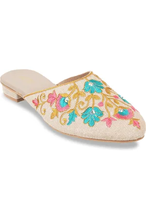 Metro Floral Embellished Embroidered Mules