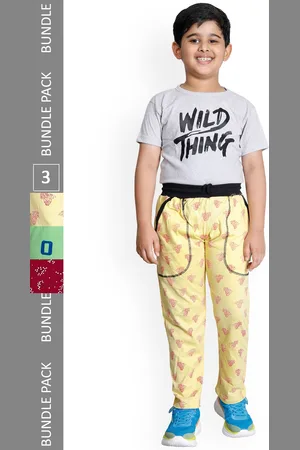 IndiWeaves Boys Pack Of 3 Printed Cotton Mid-Rise Track Pants