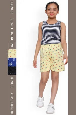 IndiWeaves Girls Pack Of 3 Conversational Printed High-Rise Cotton Shorts