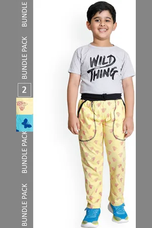 IndiWeaves Boys Pack Of 2 Printed Cotton Track Pants