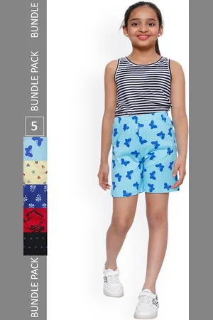 IndiWeaves Girls Pack of 5 Printed High-Rise Shorts