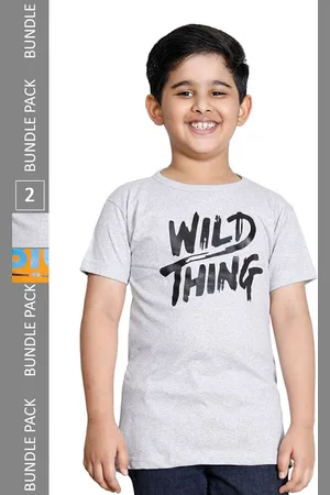 IndiWeaves Boys Pack Of 2 Typography Printed Round Neck Cotton T-Shirt