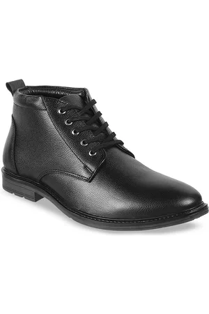 Metro Men Textured Leather Mid-Top Formal Derbys