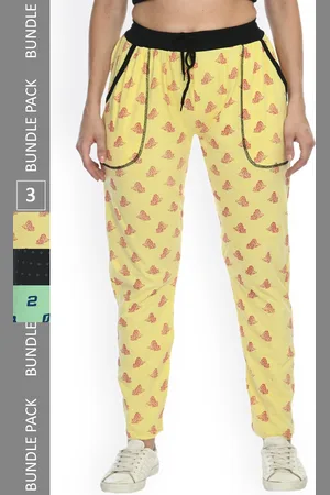 IndiWeaves Women Pack Of 3 Printed Cotton Track Pants