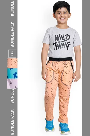 IndiWeaves Boys Pack Of 3 Printed Cotton Track Pants