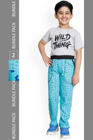 IndiWeaves Boys Pack Of 2 Printed Cotton Track Pants