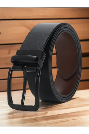 CRUSSET Men Textured Leather Reversible Formal Belt