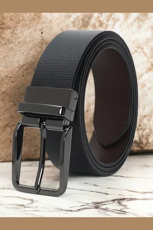 CRUSSET Men Textured Leather Reversible Formal Belt