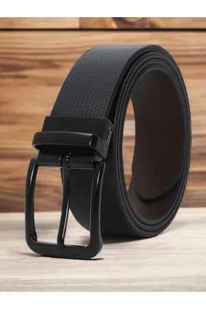 CRUSSET Men Textured Leather Reversible Formal Belt