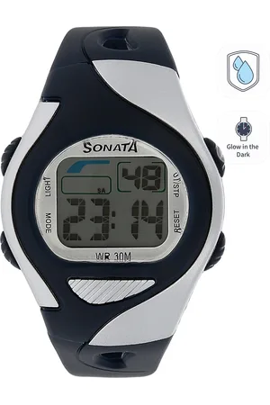 Sonata Unisex Black Digital Watch NL87011PP03A