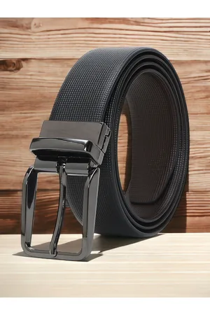 CRUSSET Men Textured Leather Reversible Formal Belt