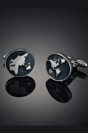 YouBella Silver-Plated Map Cufflink