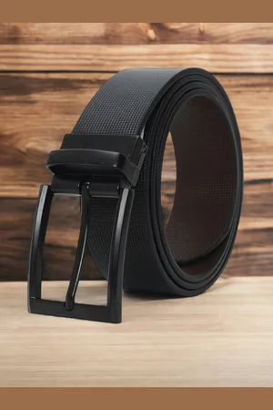CRUSSET Men Textured Leather Reversible Formal Belt