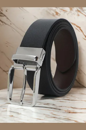 CRUSSET Men Textured Leather Reversible Formal Belt