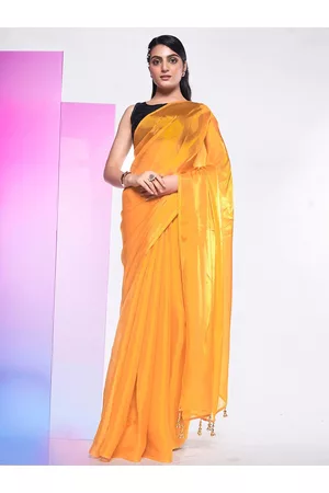 Kalista Mustard & Black Organza Saree With Sequinned Work Blouse