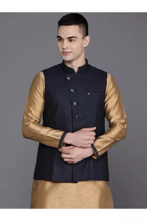 MANU Woven Designed Sleeveless Nehru Jacket