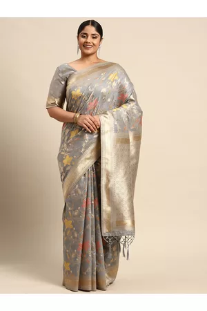 Sztori Woven Design Floral Zari Banarasi Saree