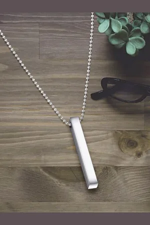 Meenaz Men Oxidised Silver-Plated Bar-Shaped Pendant With Chain