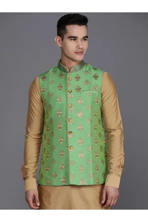 MANU Art Silk Embroidered Sleeveless Nehru Jacket