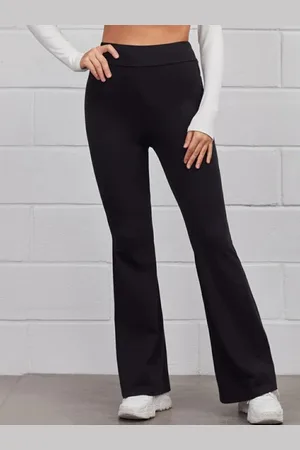 Broadstar Women Relaxed Straight Leg Flared High-Rise Stretchable Bootcut Trousers