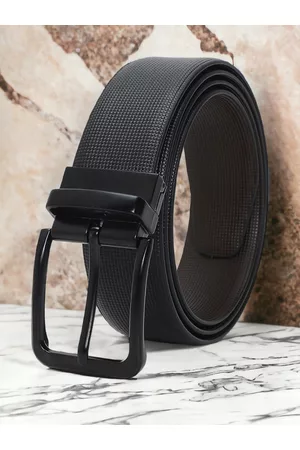 CRUSSET Men Textured Leather Reversible Formal Belt