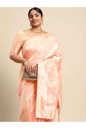 Sztori Ethnic Motifs Zari Linen Blend Banarasi Saree