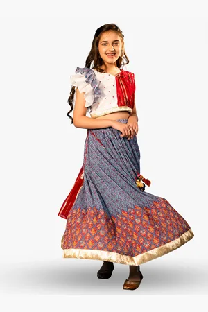 Jilmil Girls Printed Ready to Wear Lehenga & Blouse With Dupatta