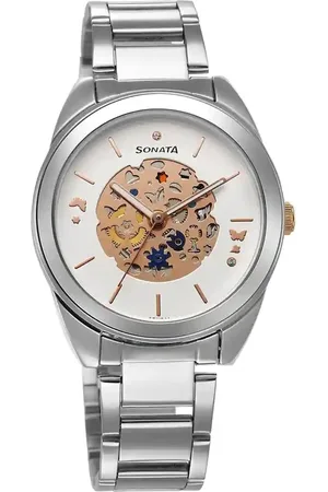 Sonata Women Stainless Steel Bracelet Style Straps Analogue Watch 8182KM02