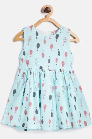 Kids On Board Girls Blue & Red Printed Fit & Flare Dress