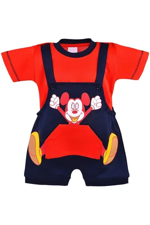 Wish Karo Boys Mickey Mouse Printed T-shirt With Dungarees